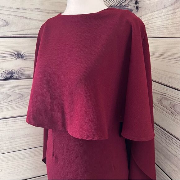 Lulus Burgundy Backless Mini Cape Dress - Picture 5 of 8